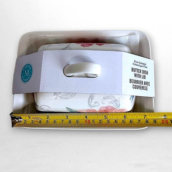 Martha Stewart Floral Butter Dish With Lid - Red and White - NWT - Picture 7 of 9